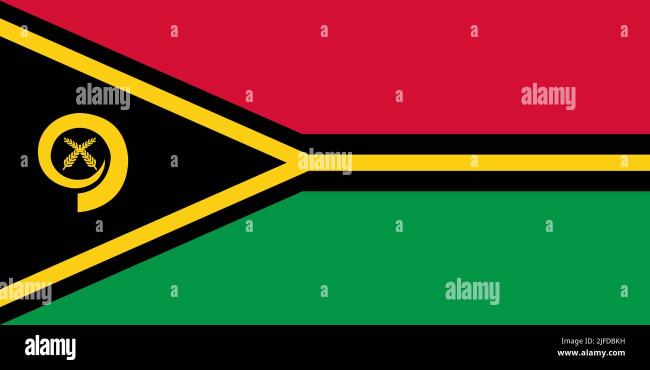 Die Vanuatu nationale 3 farbige Streifenflagge Stockfoto