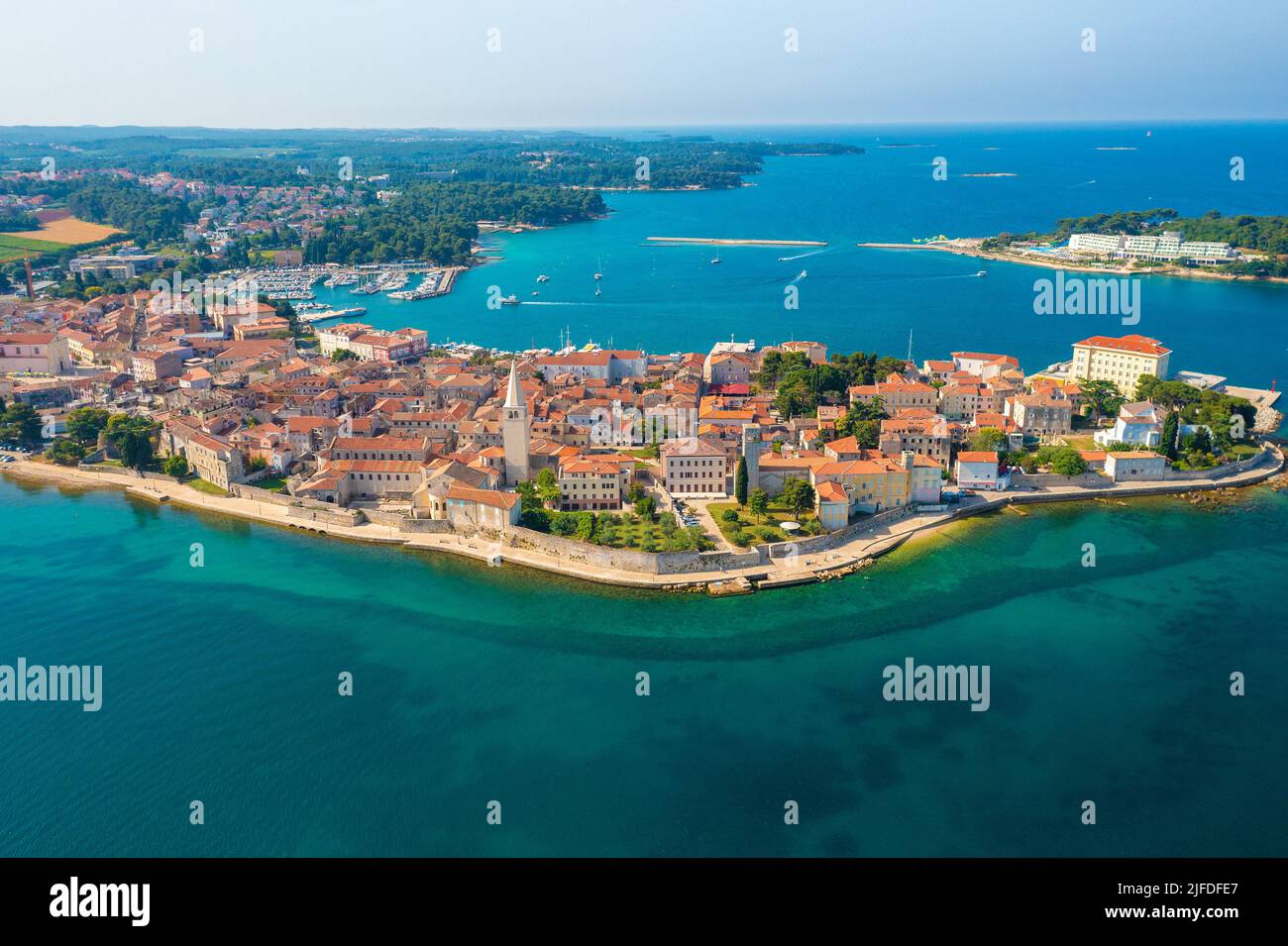 Luftaufnahme der Stadt Porec, Istra, Kroatien Stockfoto