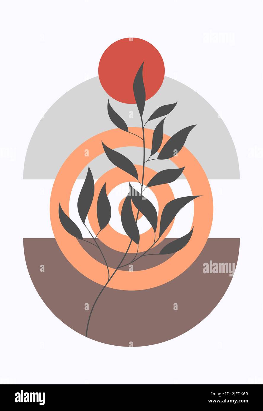 Wandkunst minimalistischer abstrakter Kunsthintergrund. Abstraktes Design. Verschiedene Formen. Moderne Kunst isoliert Vektorgrafiken. Boho-Stil. Stock Vektor