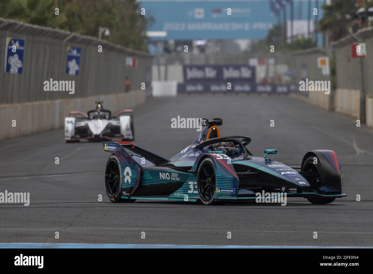 Marrakesch, Marokko. 02.. Juli 2022. 33 TICKTUM Dan (gbr), NIO 333 FE Team, Nio 333 001, Aktion während des Marrakesch ePrix 2022, 7. Treffen der ABB FIA Formel E Weltmeisterschaft 2021-22, auf dem Circuit International Automobile Moulay El Hassan vom 30. Juni bis 2. Juli, in Marrakesch, Marokko - Foto: Marc De Mattia/DPPI/LiveMedia Kredit: Independent Photo Agency/Alamy Live News Stockfoto