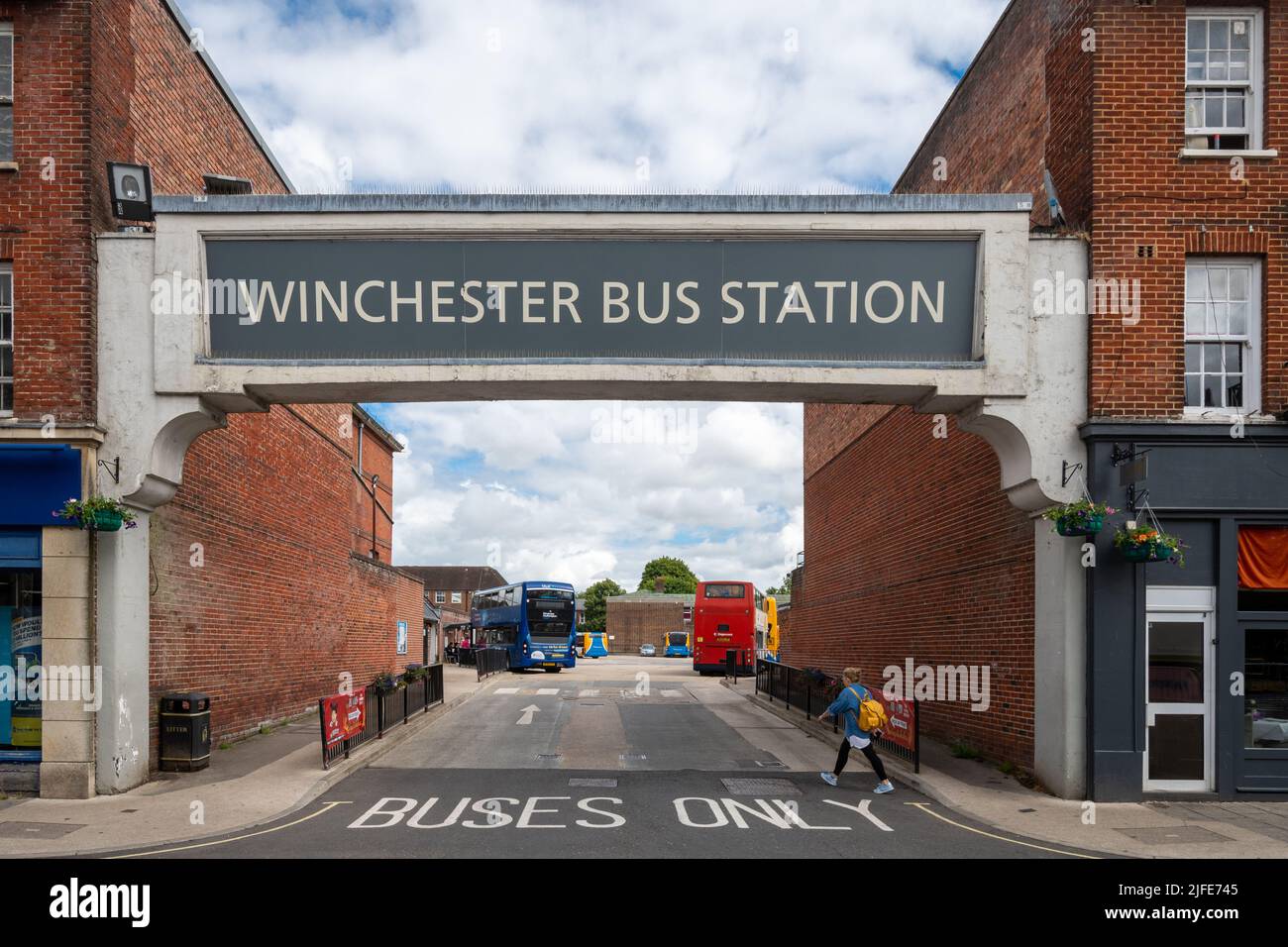 Busbahnhof Winchester, Winchester, England, Großbritannien Stockfoto