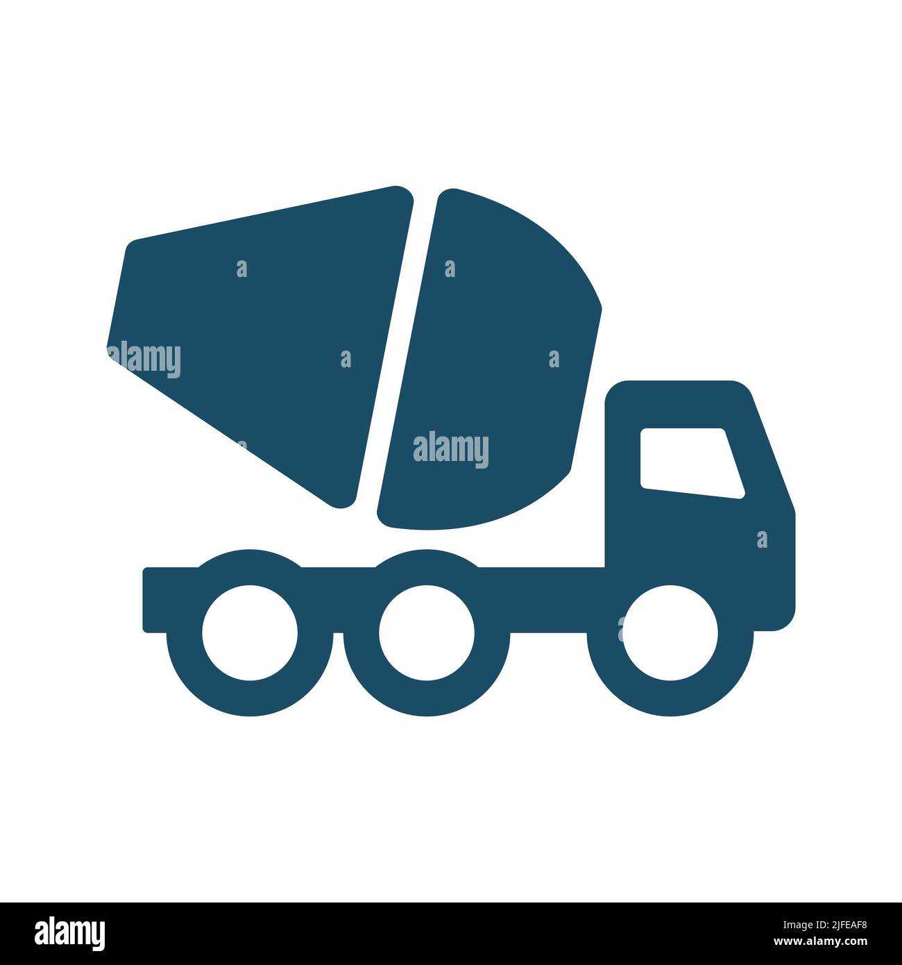 Hochwertige dunkelblaue Beton Zement Mischer LKW Symbol. Piktogramm, Symbolsatz, Illustration. Nützlich für Websites, Banner, Grußkarten, Apps und Soci Stockfoto