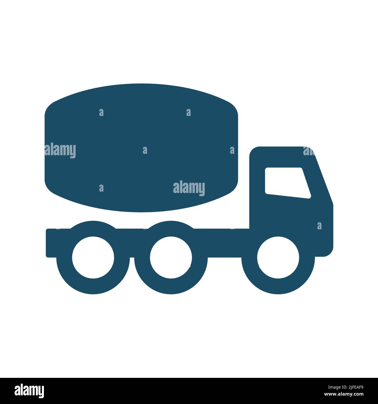 Hochwertige dunkelblaue Beton Zement Mischer LKW Symbol. Piktogramm, Symbolsatz, Illustration. Nützlich für Websites, Banner, Grußkarten, Apps und Soci Stockfoto