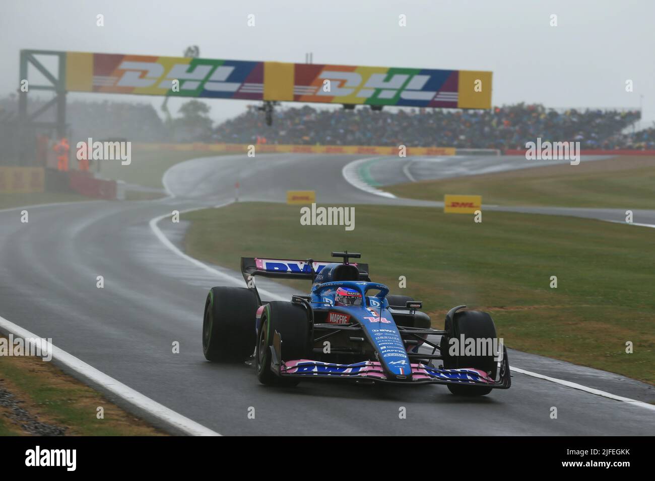 2.. Juli 2022, Silverstone Circuit, Silverstone, Northamptonshire, England: Großer Preis von Großbritannien F1, Qualifikationstag: BWT Alpine F1 Team, Fernando Alonso Stockfoto