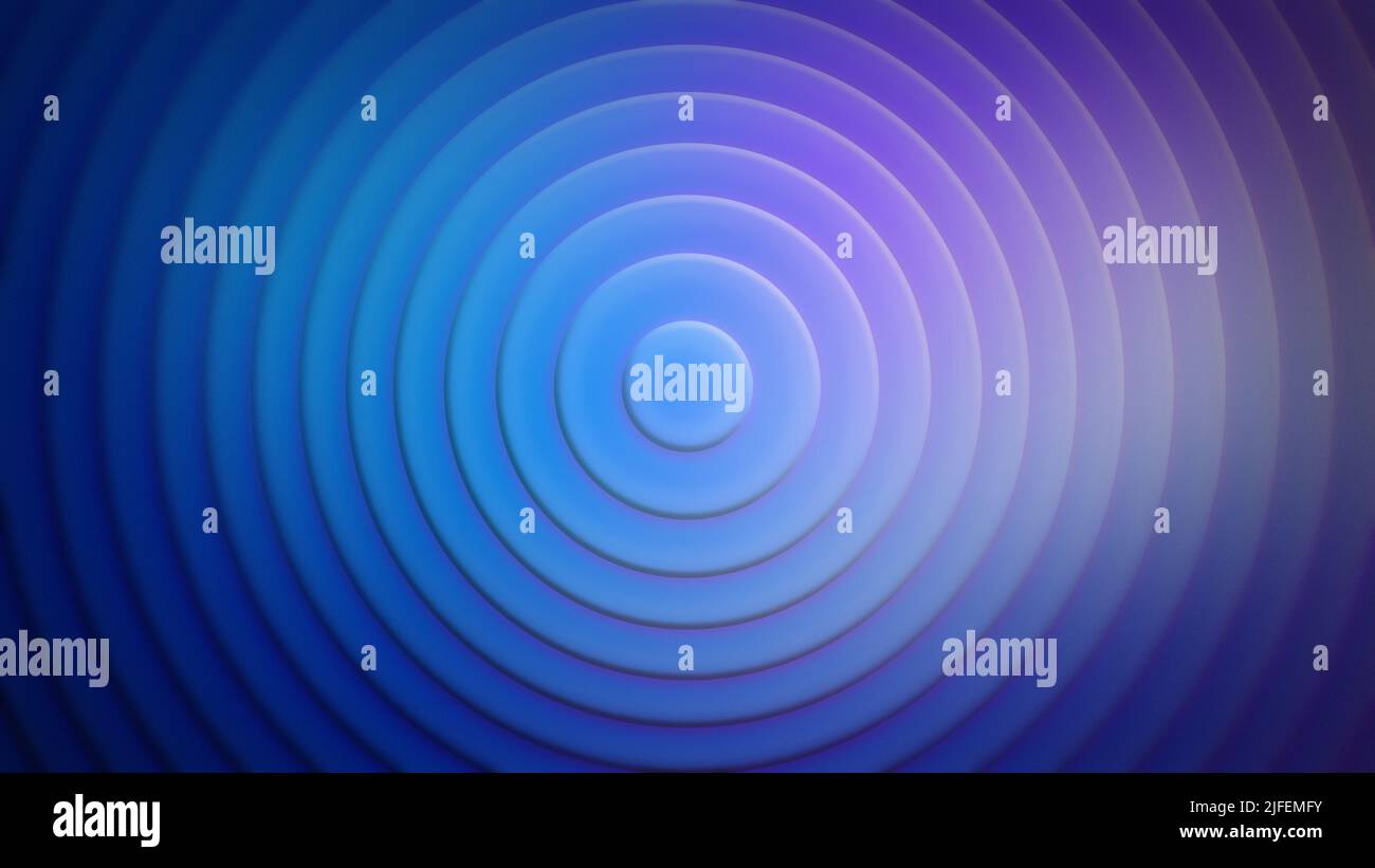 Abstrakter blauer Hintergrund mit Kreisen. Runder Hintergrund. Runde 3D Abbildung, Kreis 3D Rendering. Stockfoto