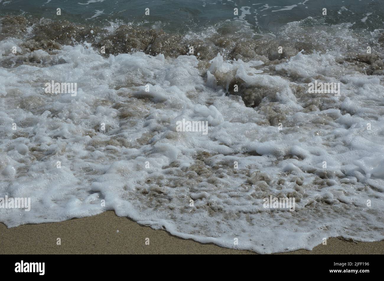 Strand Wellen und Sand am Strand von Leucate, Frankreich Stockfoto