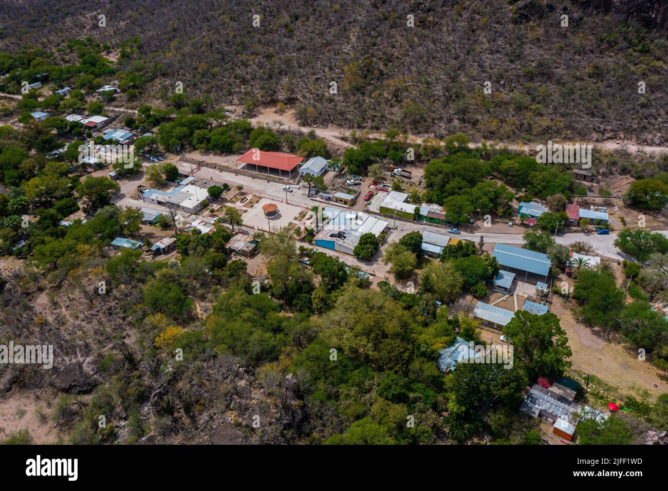 Luftaufnahme der Stadt El Novillo in Soyopa, Sonora. © (Foto: Luis Gutierrez/NortePhoto.com) Vista aera del Pueblo El Novillo en Soyopa, Sonora. © (Foto von Luis Gutierrez/NortePhoto.com) Stockfoto