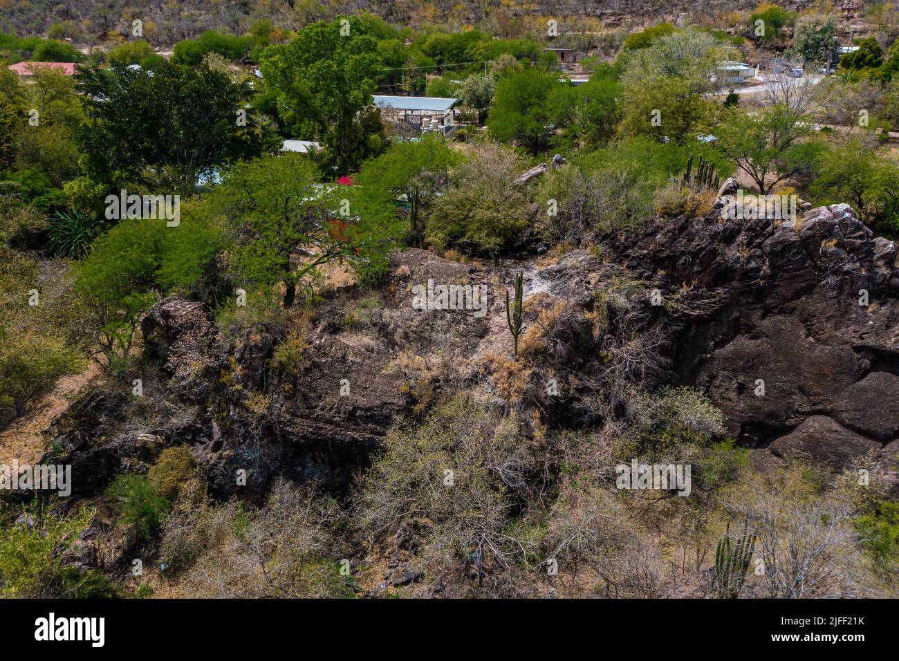 Luftaufnahme der Stadt El Novillo in Soyopa, Sonora. © (Foto: Luis Gutierrez/NortePhoto.com) Vista aera del Pueblo El Novillo en Soyopa, Sonora. © (Foto von Luis Gutierrez/NortePhoto.com) Stockfoto