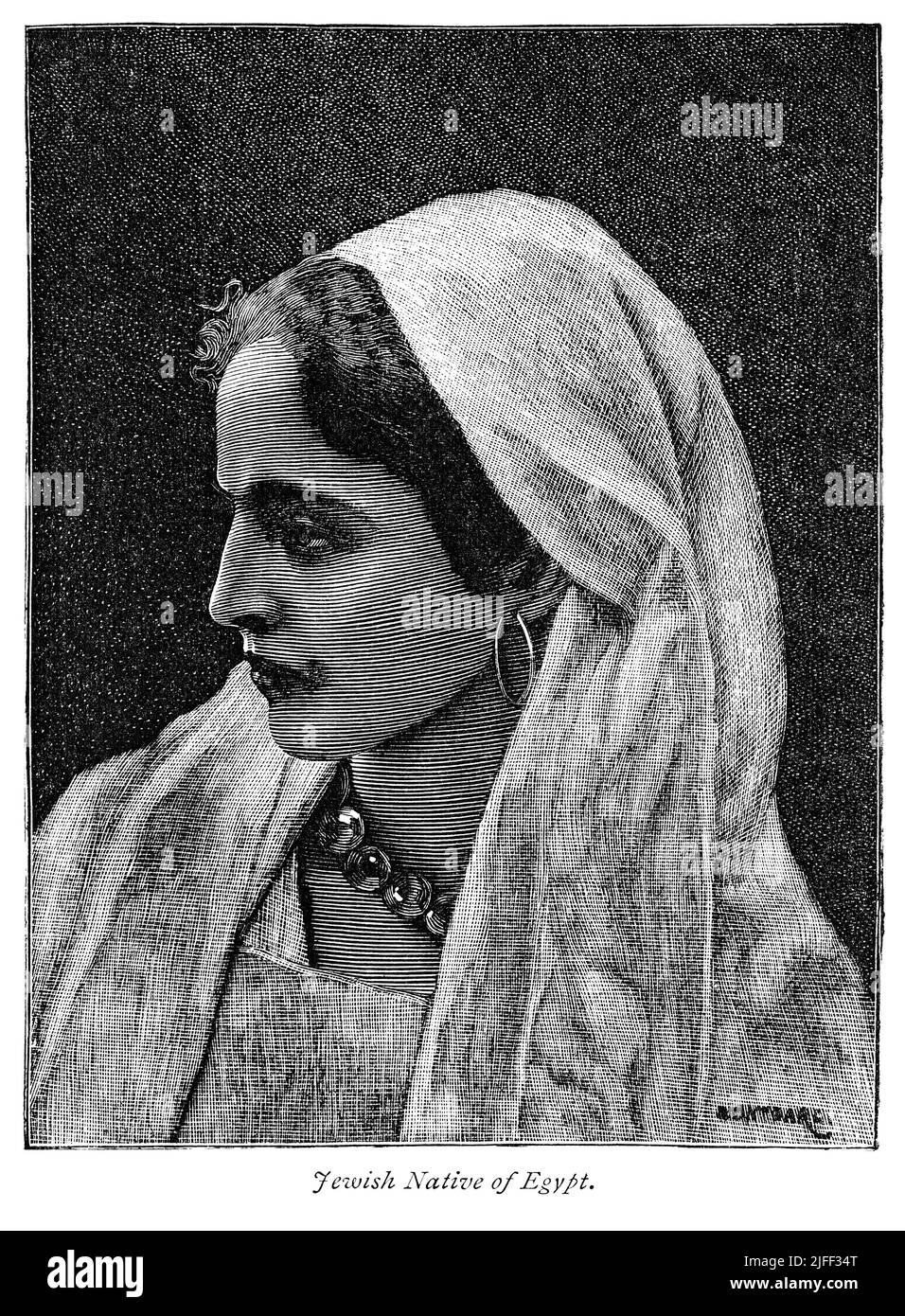 Jüdischer Eingeborener von Ägypten, Illustration aus dem Buch, 'vom Pharao bis Fellah' von C.F. Moberly Bell mit Illustrationen von Georges Montbard, gestochen von Charles Barbant, Wells Gardner, Darton & Co., London, 1888 Stockfoto