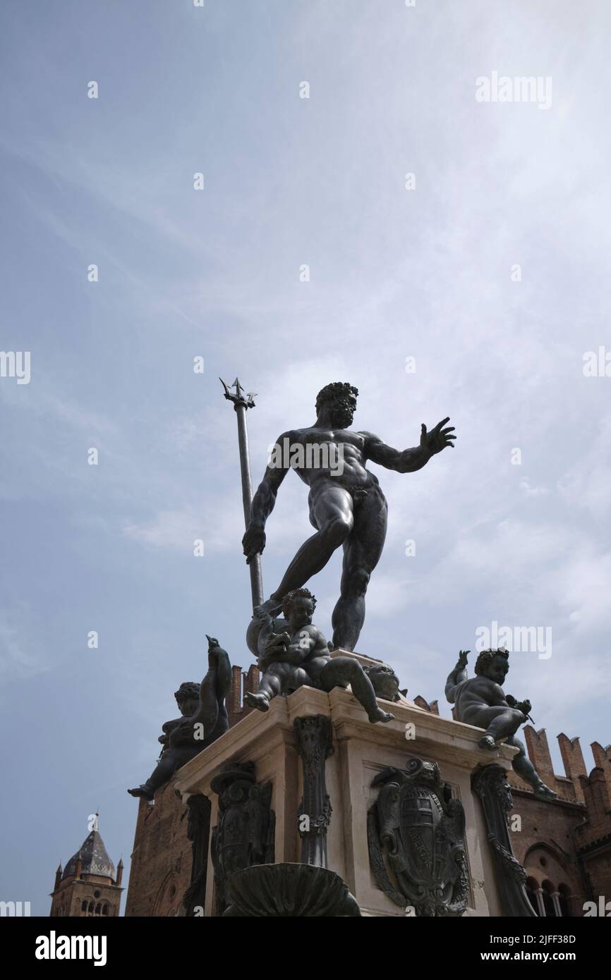 Neptunbrunnen Piazza Del Nettuno Bologna Italien Stockfoto