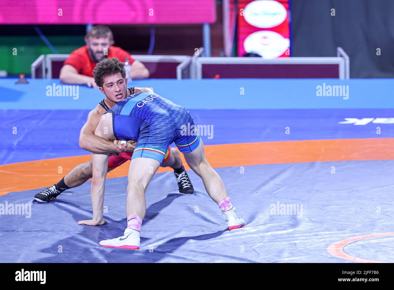 Rom, Italien. 02.. Juli 2022. Muhammad Abdurachmanov (Bel) FS 70kg während der Europameisterschaft U20, Wrestling in Rom, Italien, Juli 02 2022 Quelle: Independent Photo Agency/Alamy Live News Stockfoto