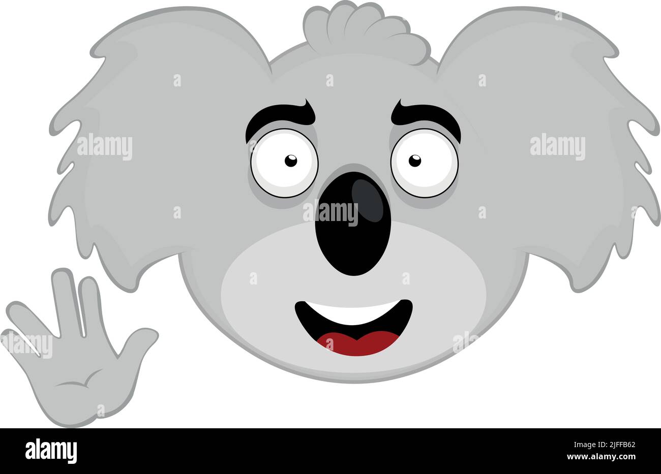 Vektor-Illustration des Gesichts eines Koala-Zeichentrickfilms, der den klassischen vulcan mit der Hand grüßen lässt Stock Vektor