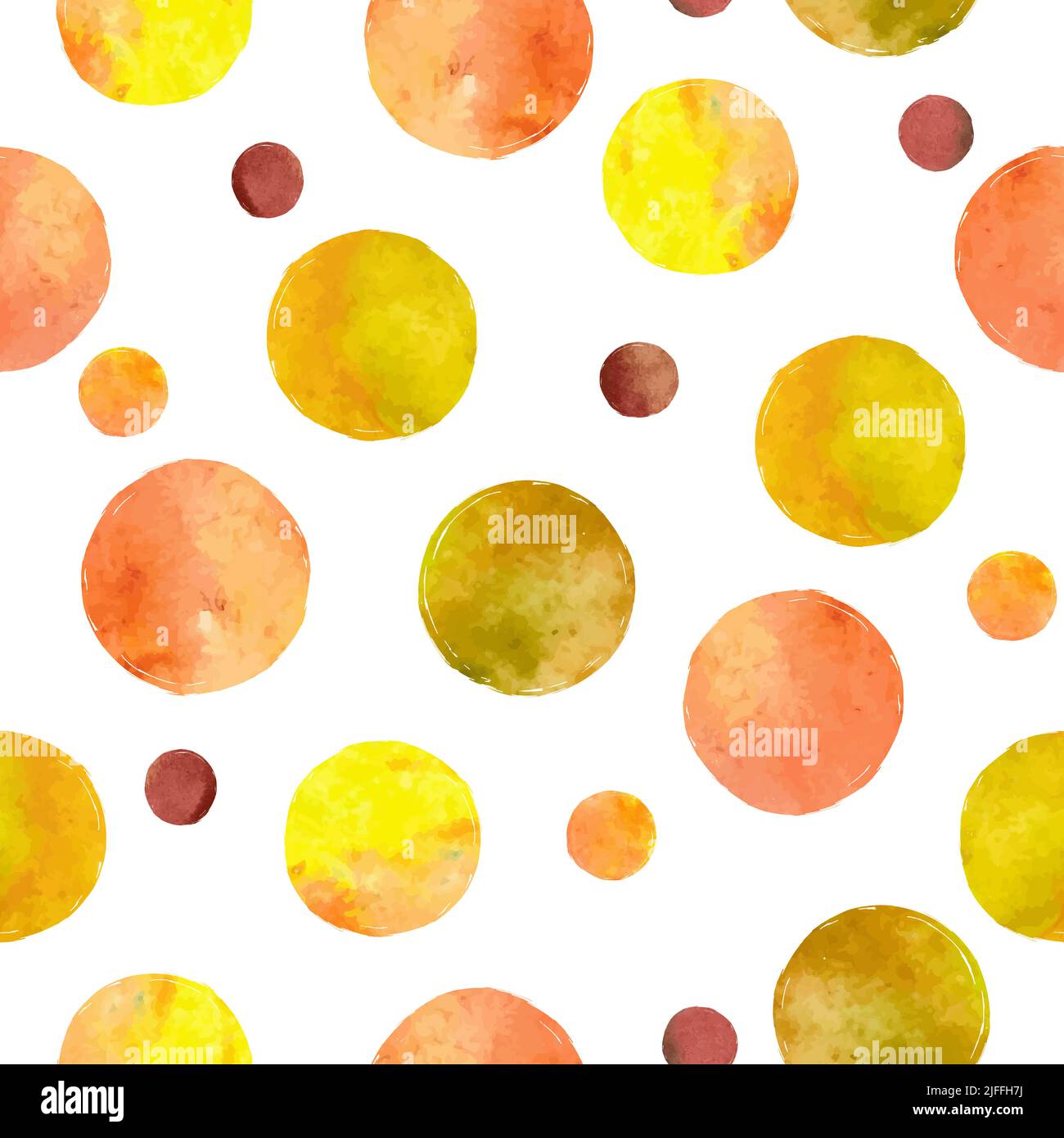 Nahtloses Aquarell-Kreismuster. Vektorhintergrund mit bunten Punkten. Stock Vektor