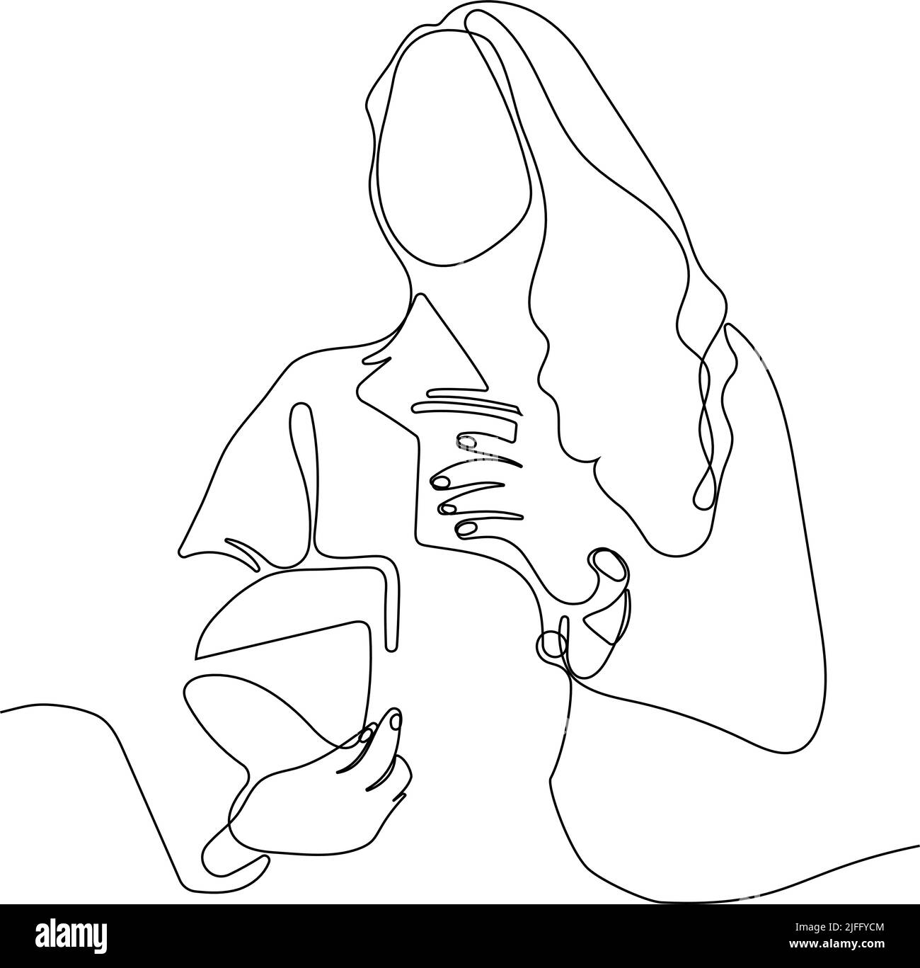 Junge weibliche Mitnehmen Kaffee. Vektorgrafik Stock Vektor