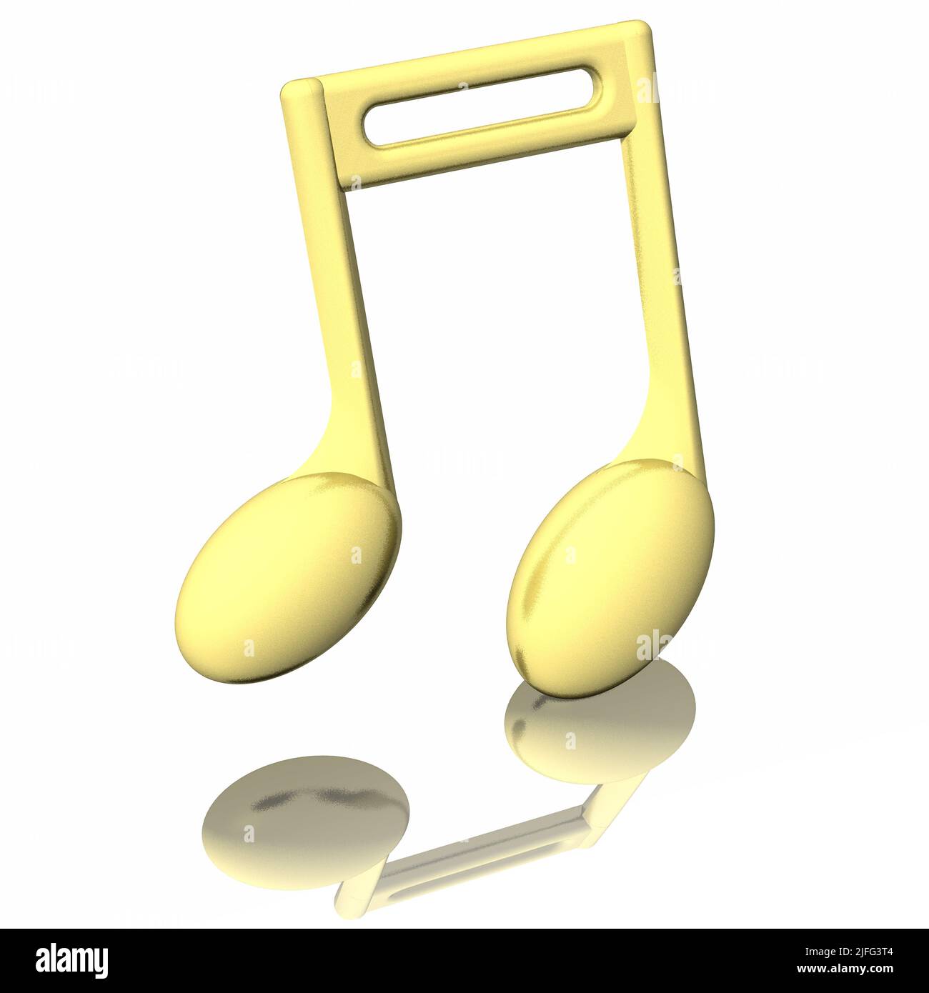 3D Illustration. goldene Musiknote, isoliert auf weißem Hintergrund. Stockfoto