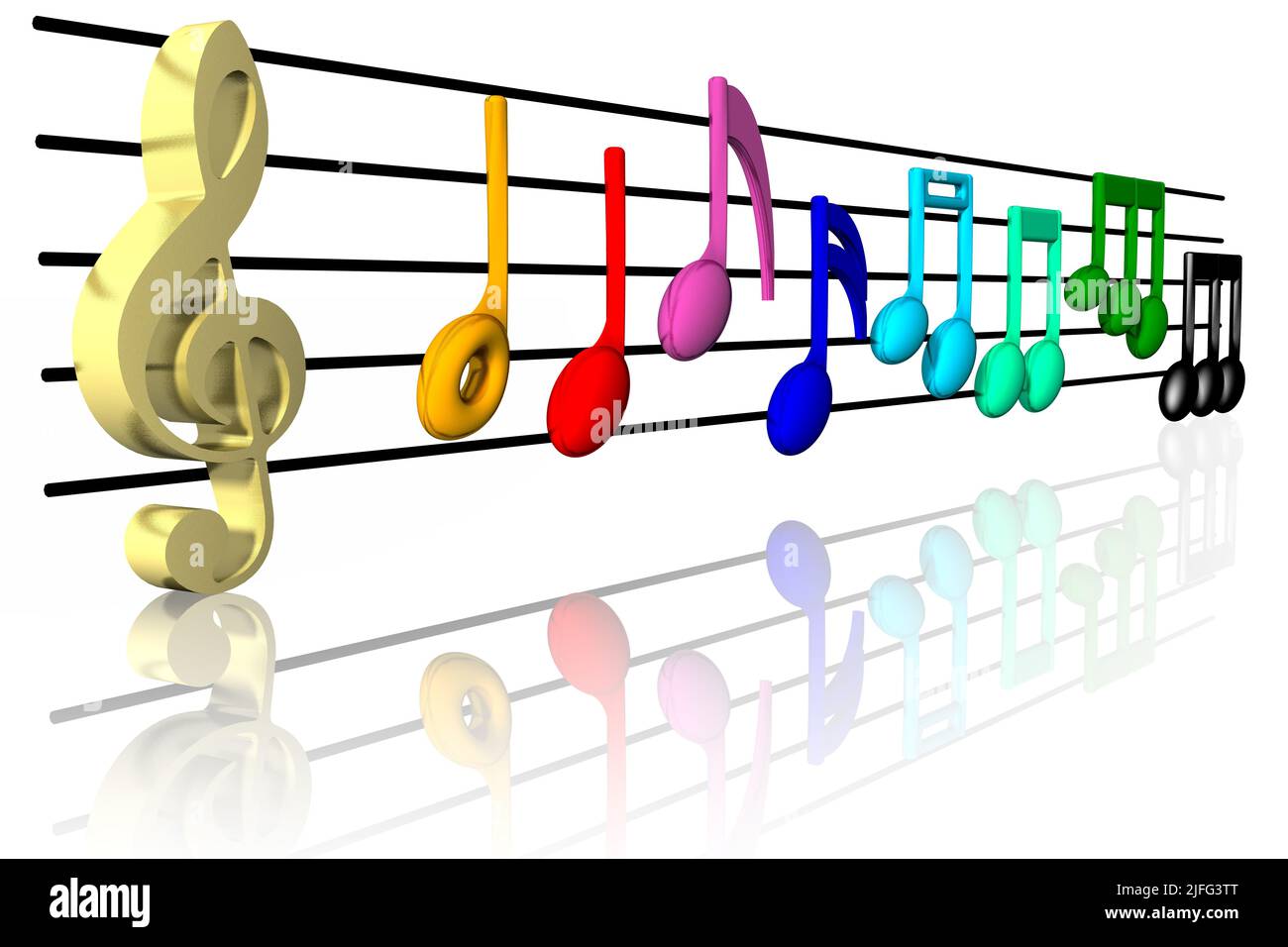 3D Abbildung. Pentagramm bunt, isoliert auf weißem Hintergrund. Stockfoto