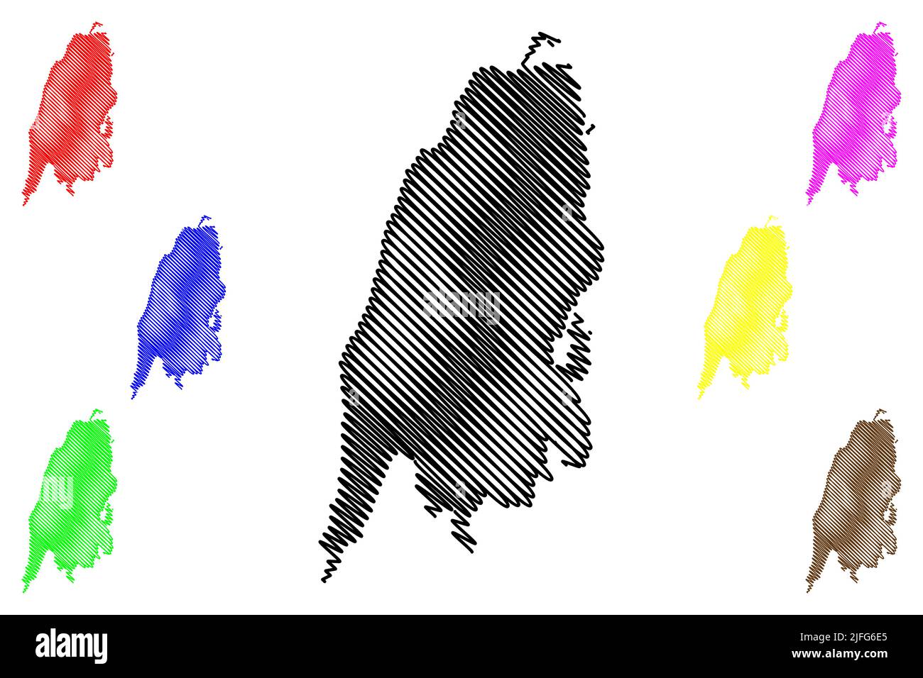 Insel Lefkada (Hellenische Republik, Griechenland, Ionische Inseln) Kartenvektordarstellung, Skizze Leucadia, Lefkas oder Leukas Karte Stock Vektor