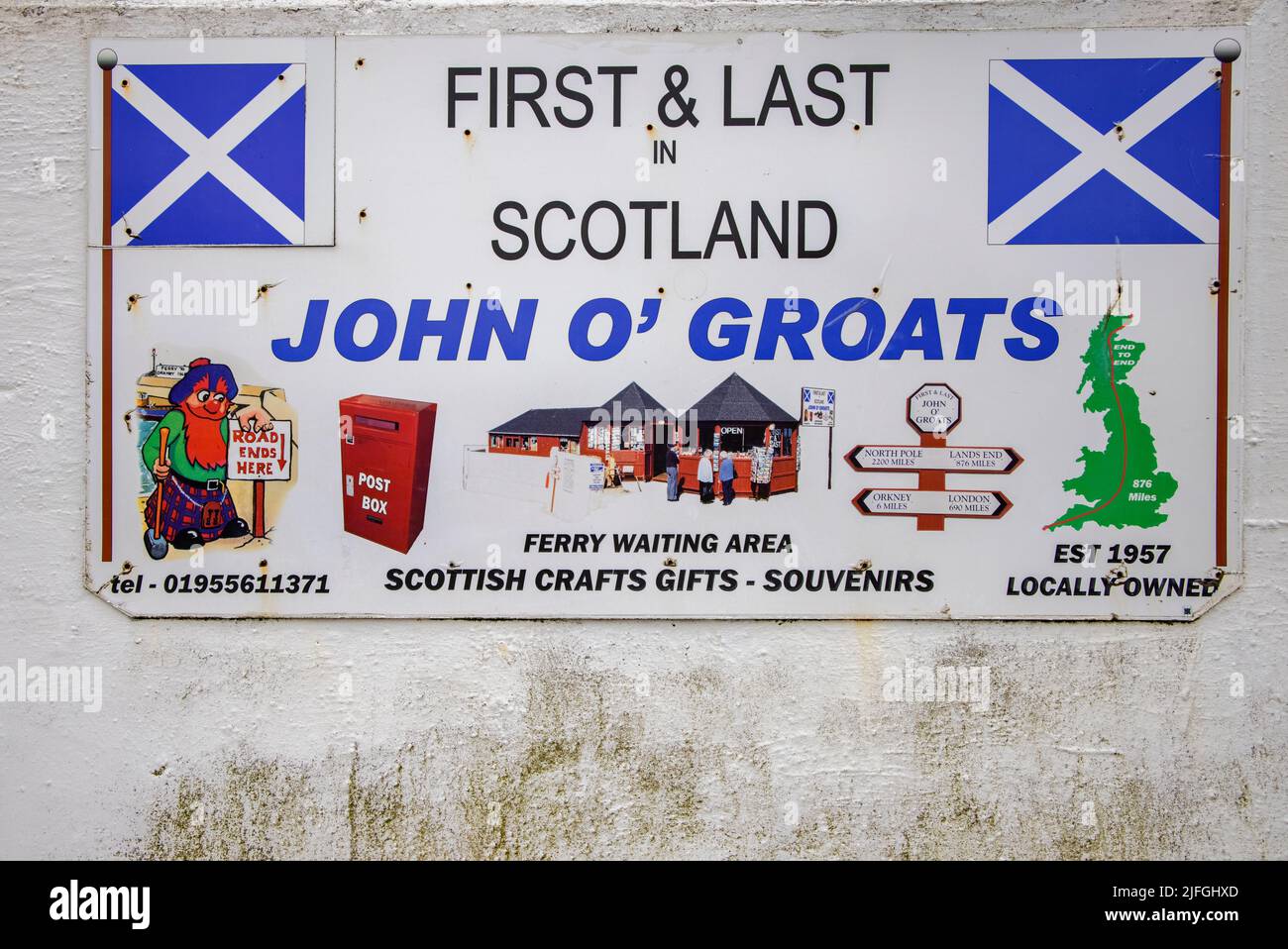 Schilder bei john o'groats an der Nordküste schottlands Stockfoto