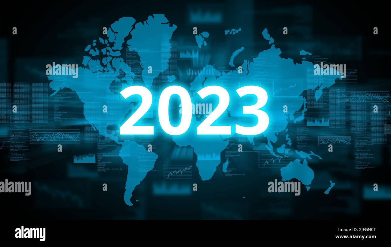 Das Konzept Des Neuen Jahres 2023 Globalisierung Und Zahlen Auf Dem das-konzept-des-neuen-jahres-2023-globalisierung-und-zahlen-auf-dem