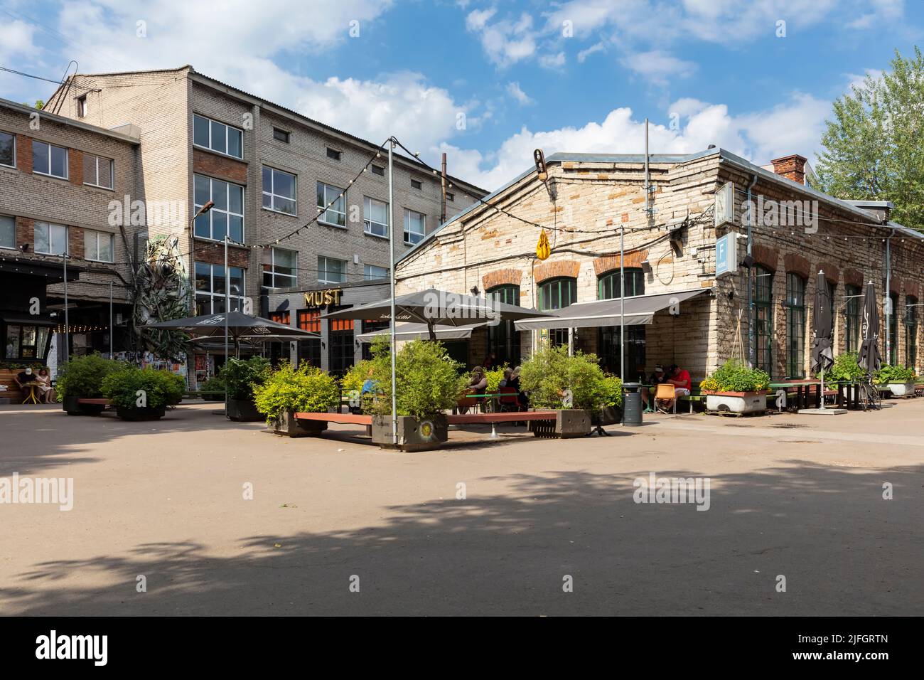 Telliskivi ist ein ehemaliger Industriekomplex und heute das kreative Zentrum Tallinns. Tallinn, Estland Stockfoto