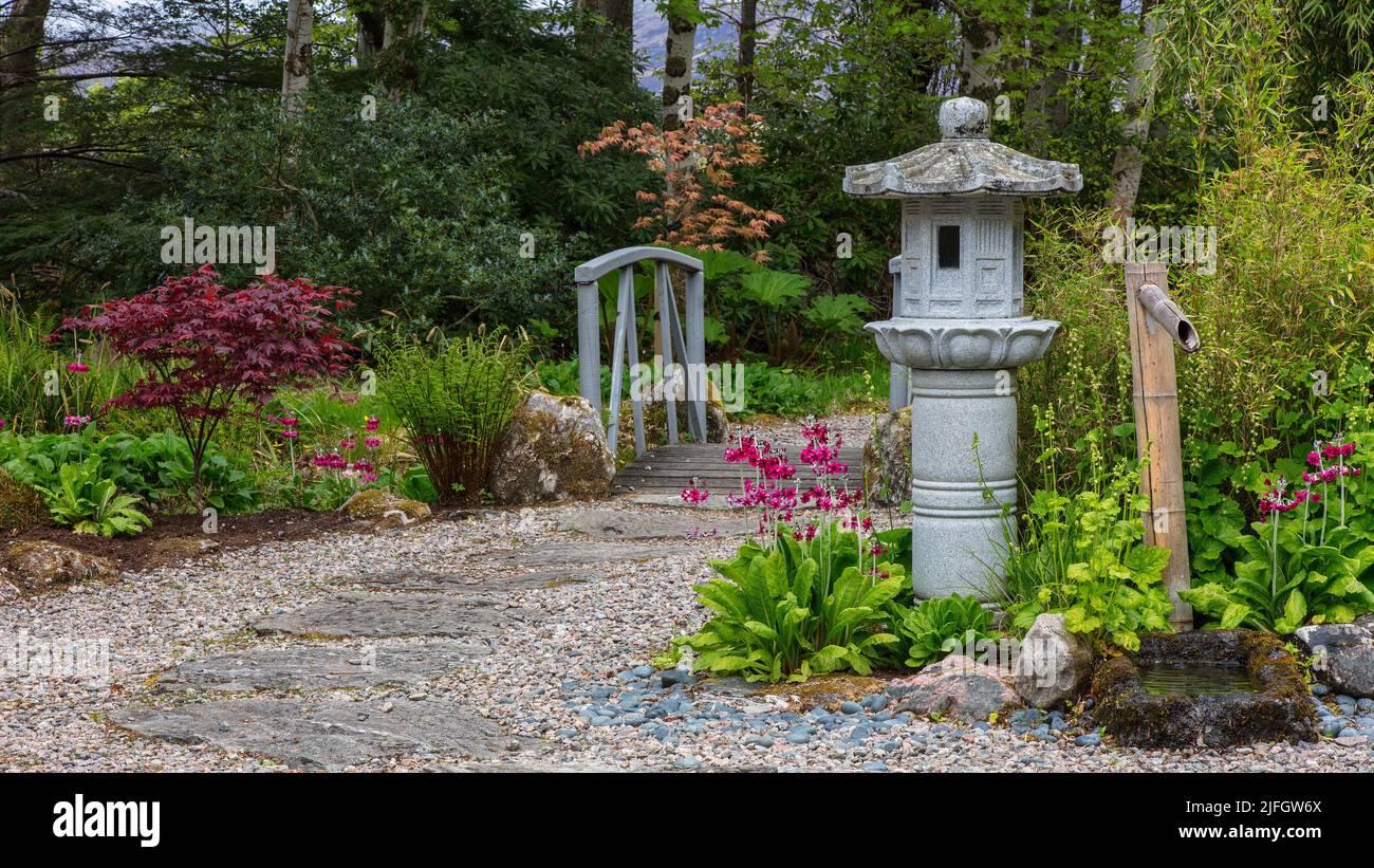 Japanischer Garten in Attadale Gardens, Strathcarron, Wester Ross, Schottland Stockfoto