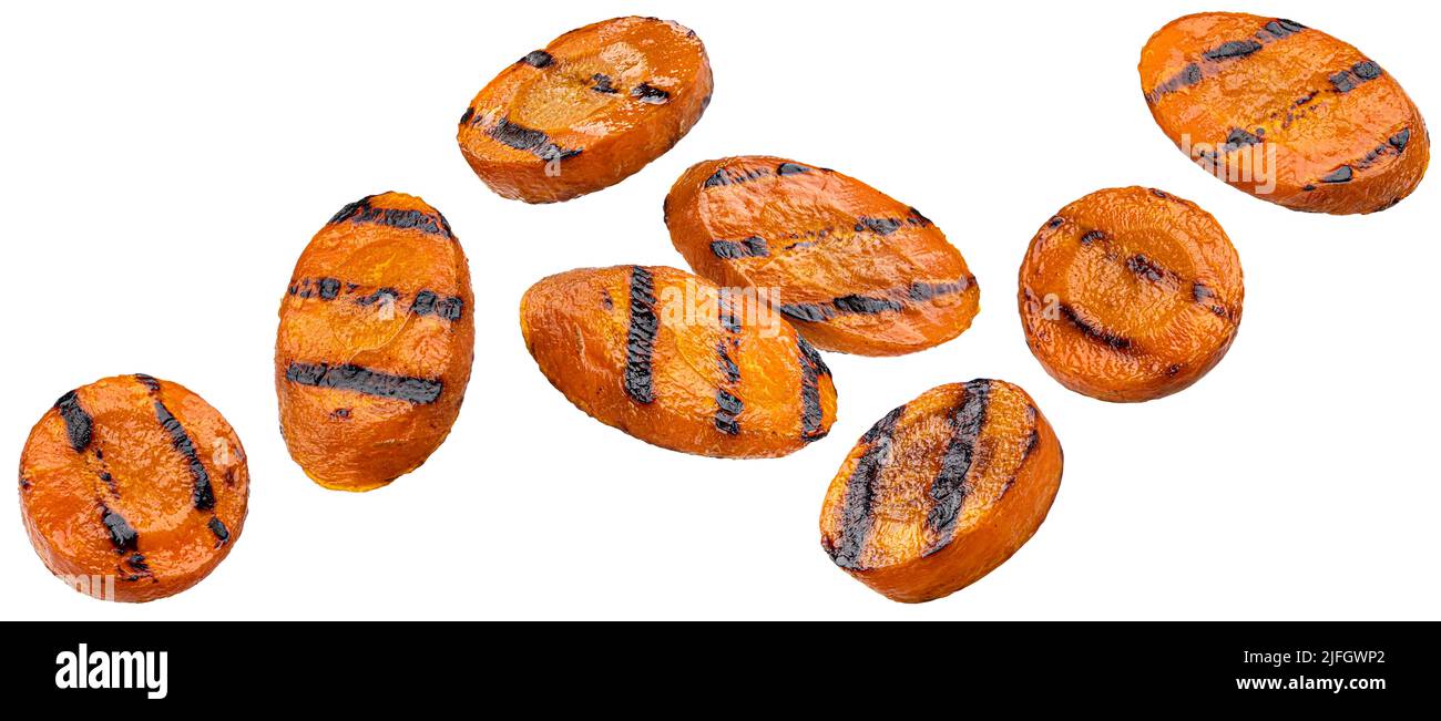 Gegrillte Karotte isoliert auf weißem Hintergrund Stockfoto