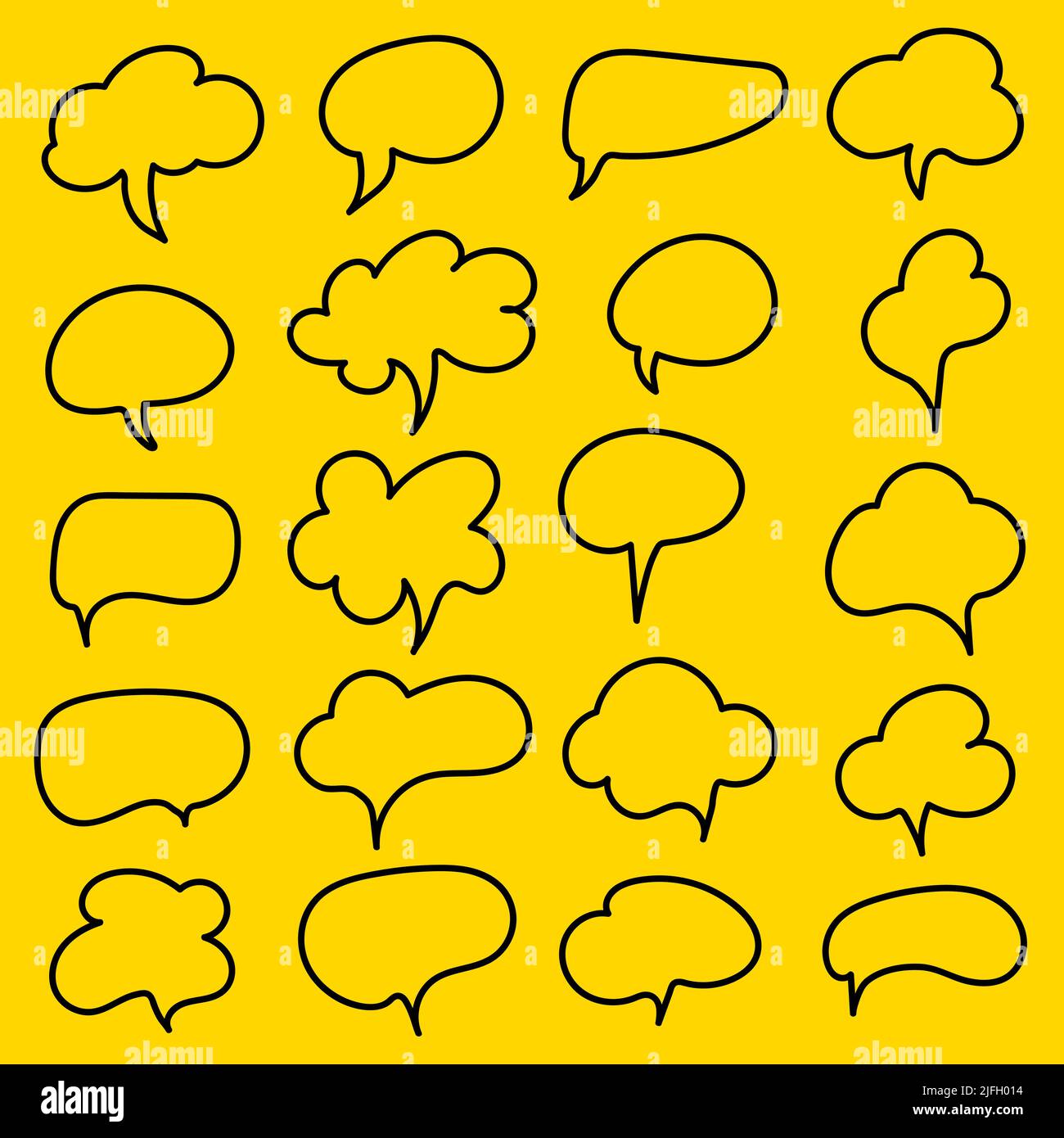 Symbol für Sprechblasenzeichen. Vektorgrafik auf gelbem Hintergrund. Stock Vektor