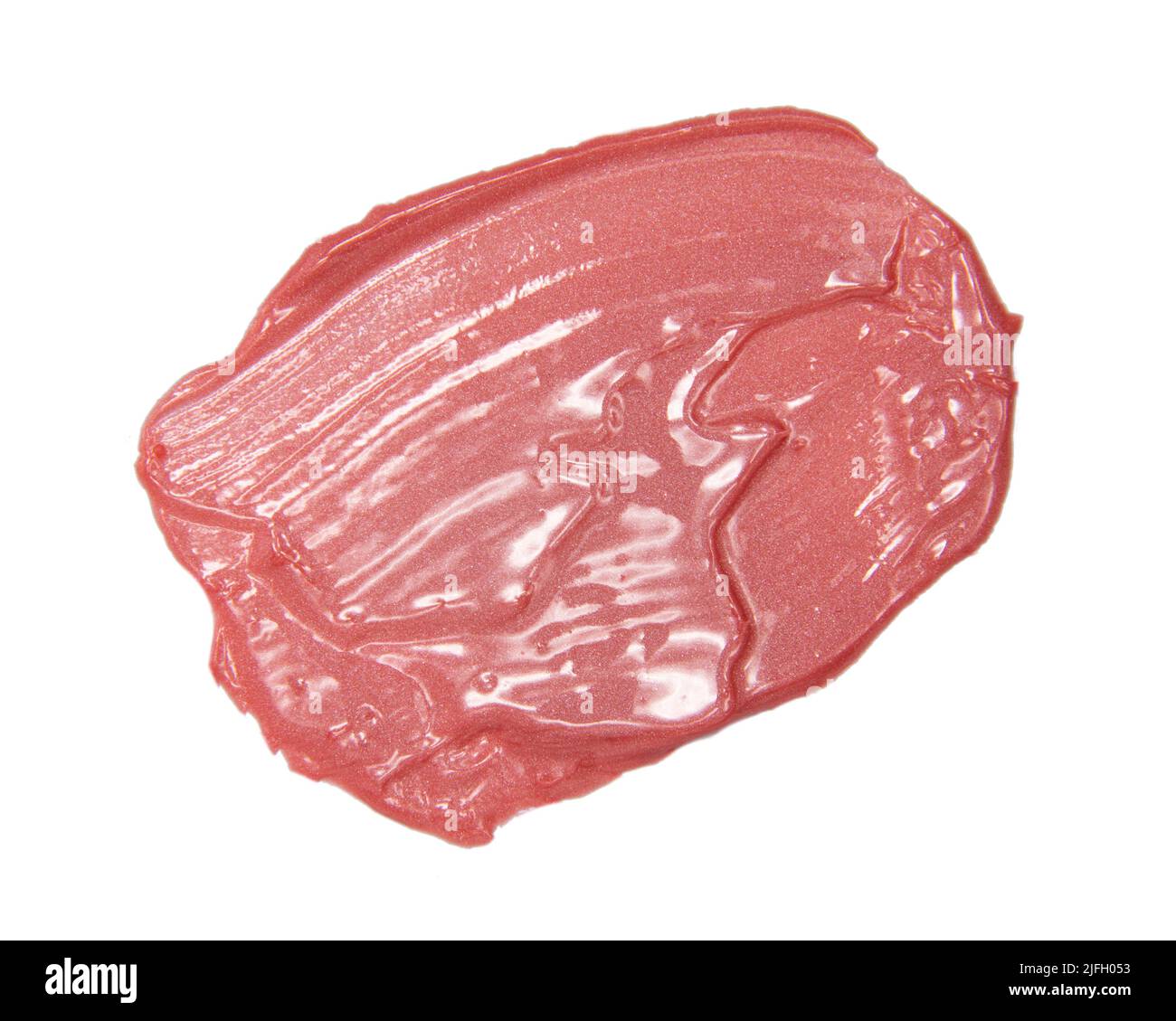 Glänzende Lippenstift-Spur Beispielspur isoliert auf weißem Hintergrund Stockfoto