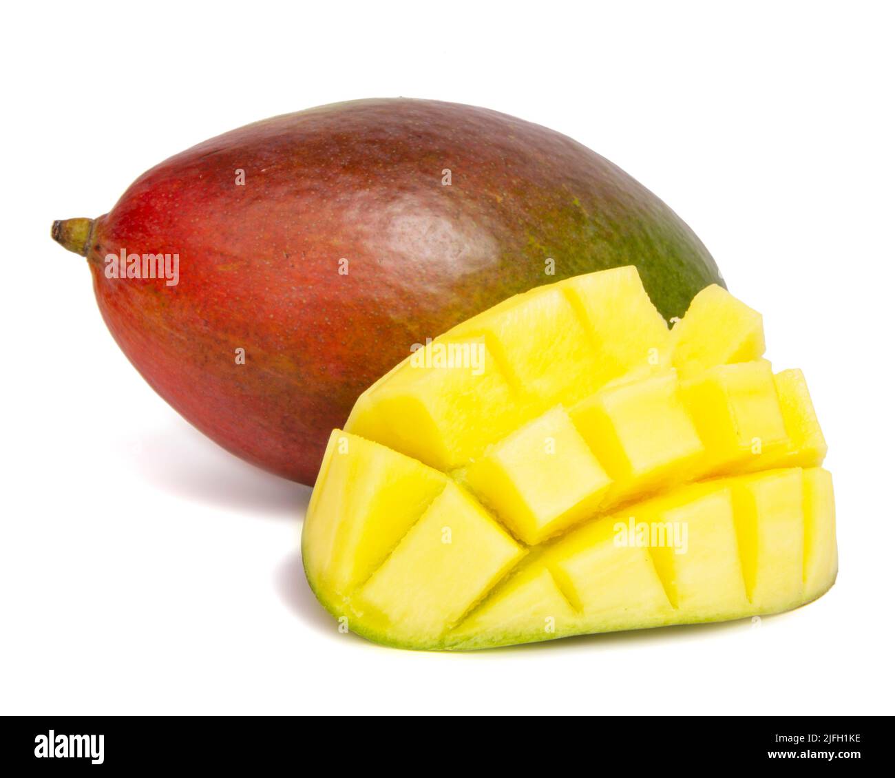 Mango Frucht natürlichen tropisch isoliert auf dem weißen Hintergrund Stockfoto