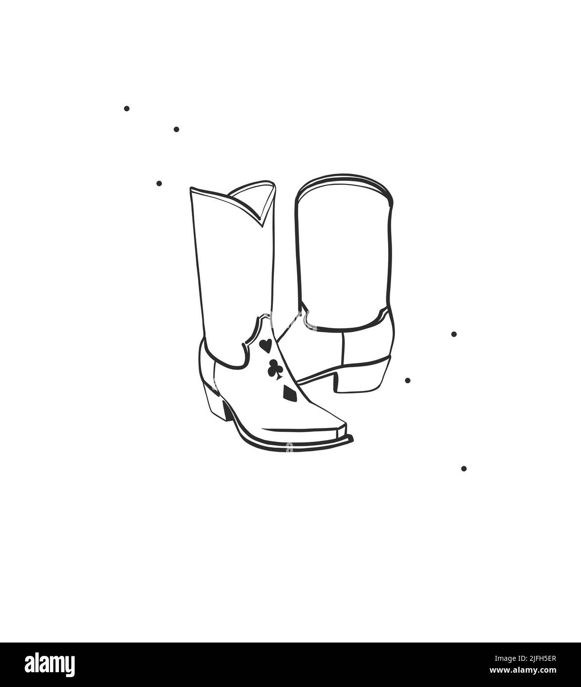 Handgezeichnete abstrakte Vektor Grafik Cliparts Illustration boho Cowgirl Rodeo Boots.Western weiblich Design concept.Bohemian wilden Westen zeitgenössische Kunst Stock Vektor