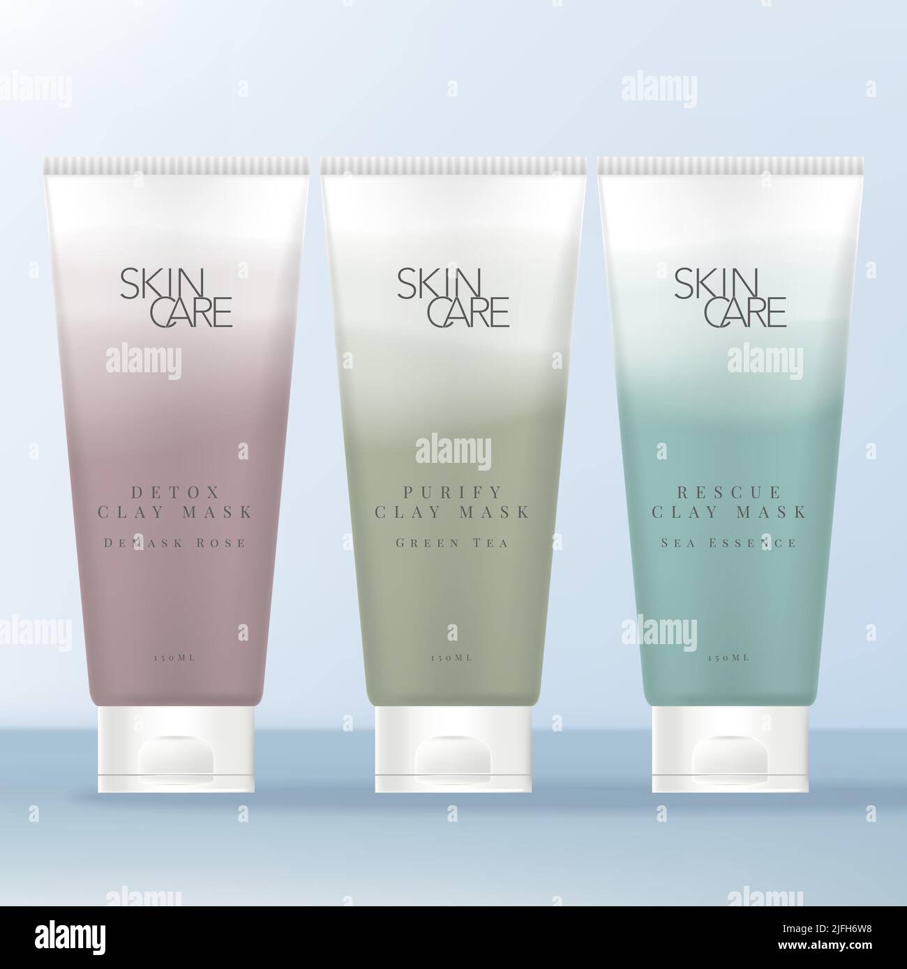 Vector Beauty oder Körperpflegeartikel Tube mit weichem Gradient Print für Clay Mask, Handcreme, Shampoo oder Körperlotion Produkte. Stock Vektor