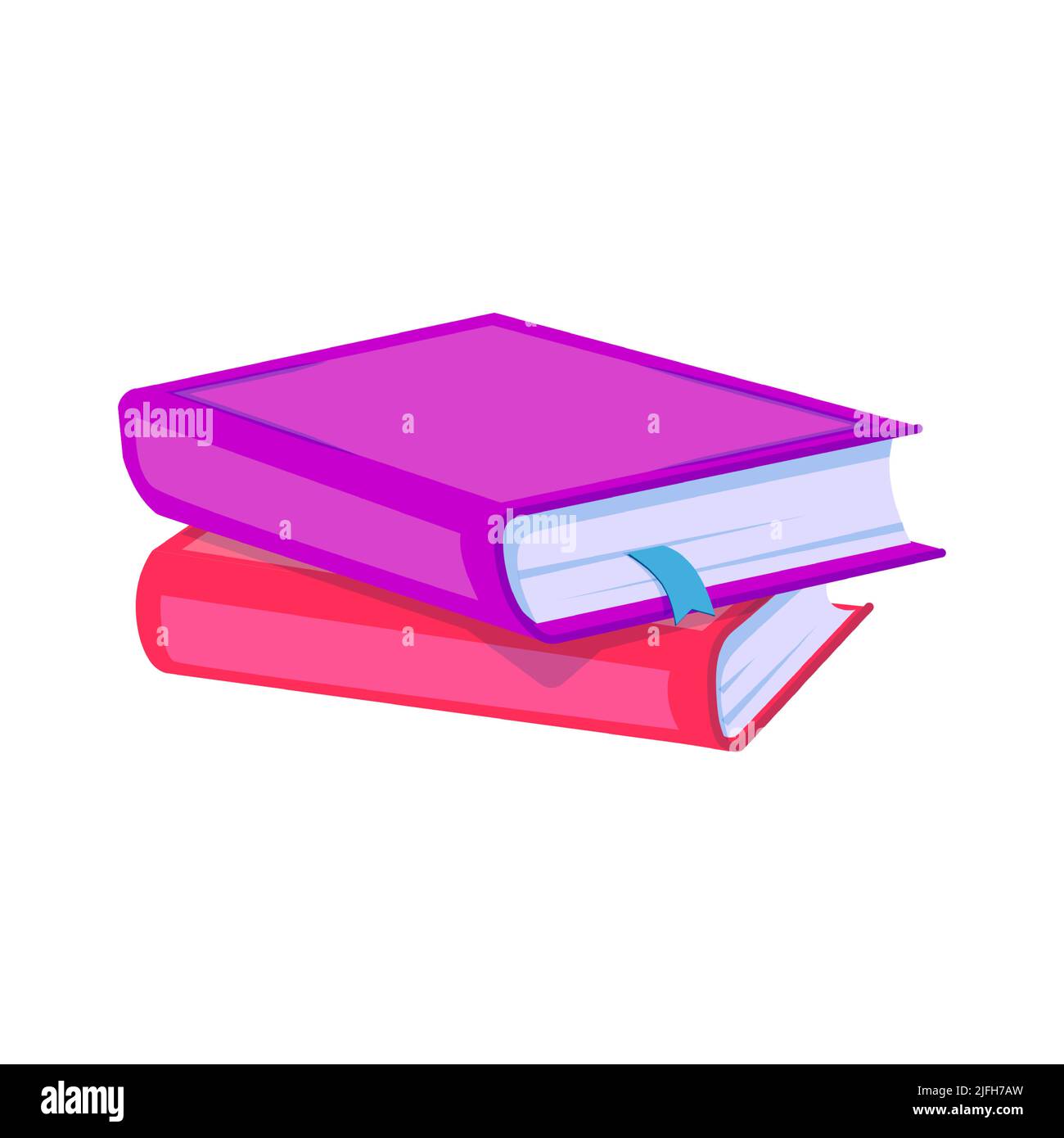 Stapel von Büchern zum Lesen, Stapel von Lehrbüchern für Bildung. Literaturbuch, Wörterbücher, Enzyklopädien, Planer mit Lesezeichen. Farbige flache ve Stock Vektor