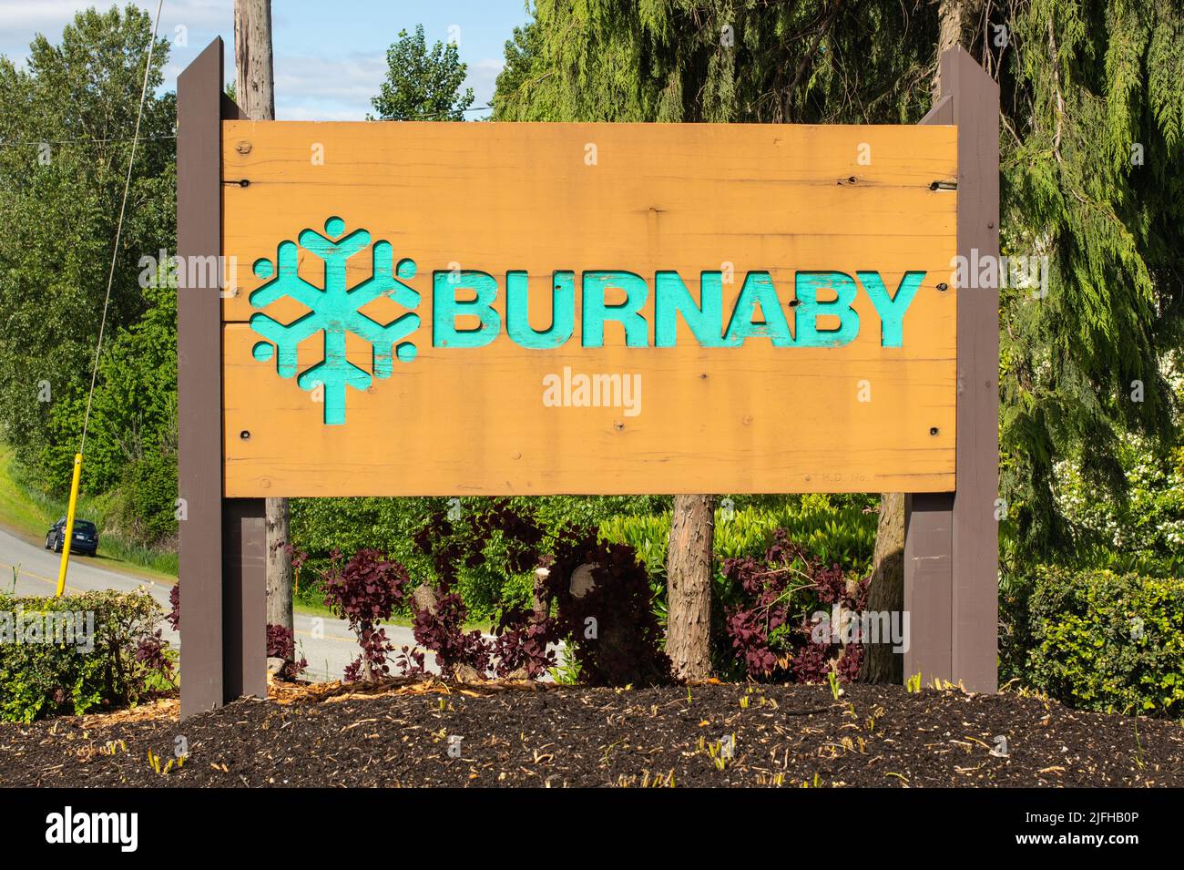 Willkommen im Burnaby-Schild, Burnaby, British Columbia, Kanada Stockfoto