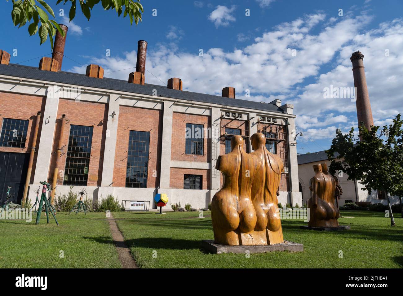 Skulpturengarten des Museo de la Energía entlang des Camino Frances in Ponferrada, León, Spanien. Diese alte Route des Jakobsweges Stockfoto