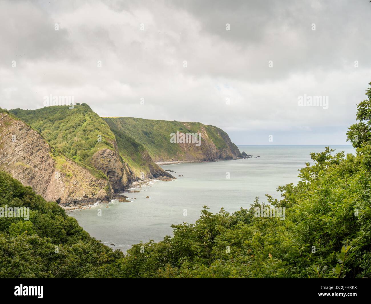 Blick auf die zerklüftete North Devon Coast, England. Stockfoto