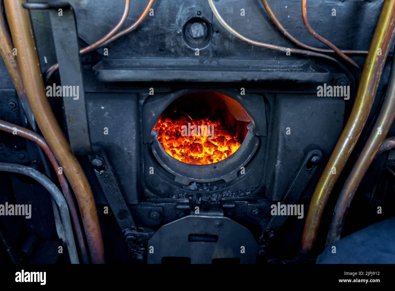 Steuerventile der Dampflokomotive der Baureihe 7F 2-8-0 Nr. 53809 im holt-Bahnhof, Norfolk, England. Stockfoto