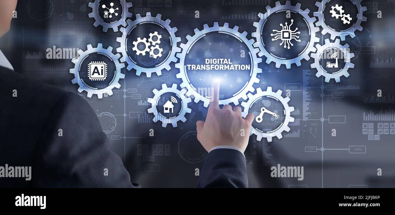 Digitale Transformation Disruption Digitalisierung Innovation Technologiekonzept Stockfoto