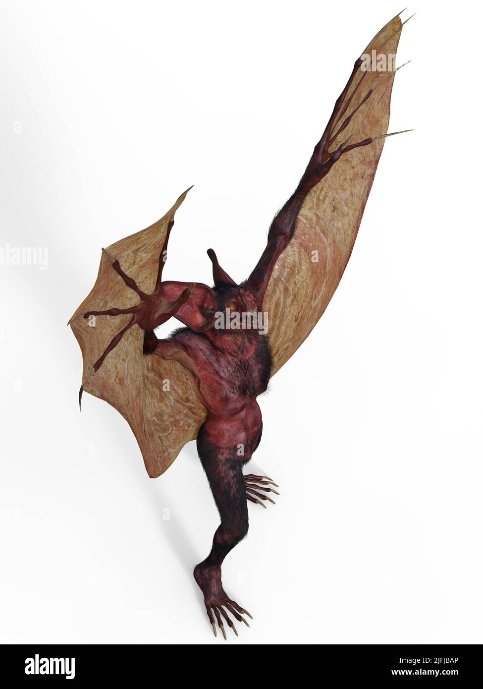 3D-Illustration eines vereinzelten gruseligen Fantasy-Scherenbats Stockfoto