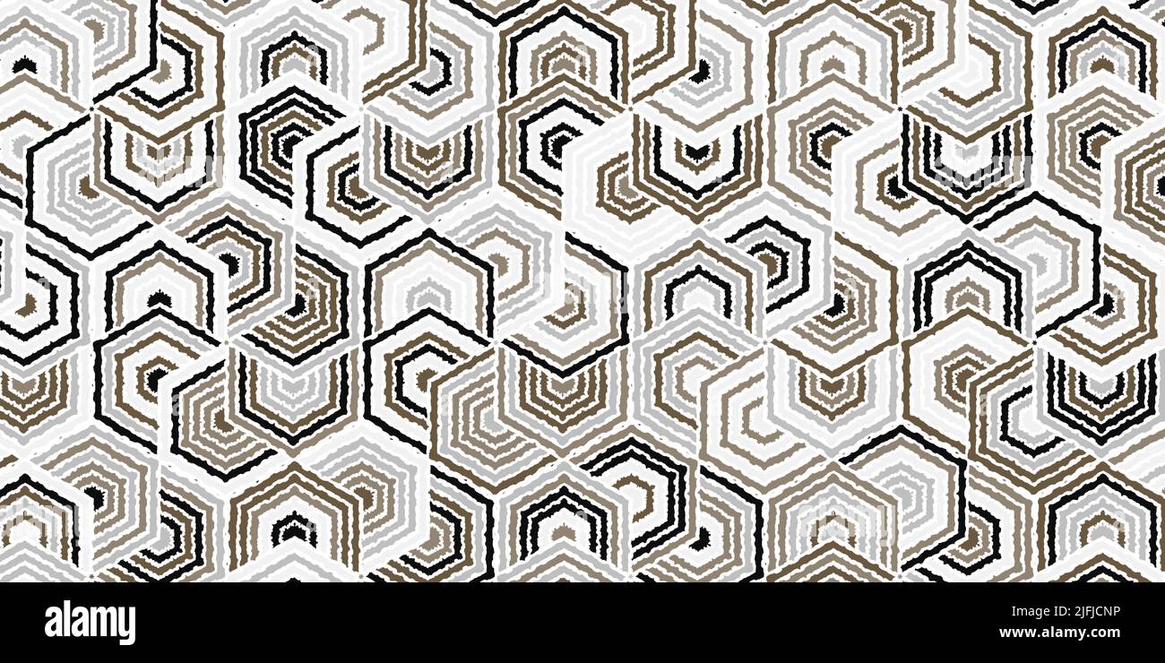 Abstraktes geometrisches Muster mit welligen Streifen polygonale Form überlappen elegant aus Gold und grauen Hintergrund Stock Vektor