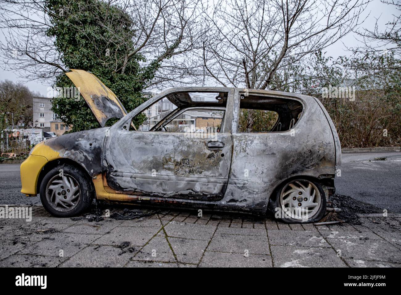 A Auto ausgebrannt Stockfoto
