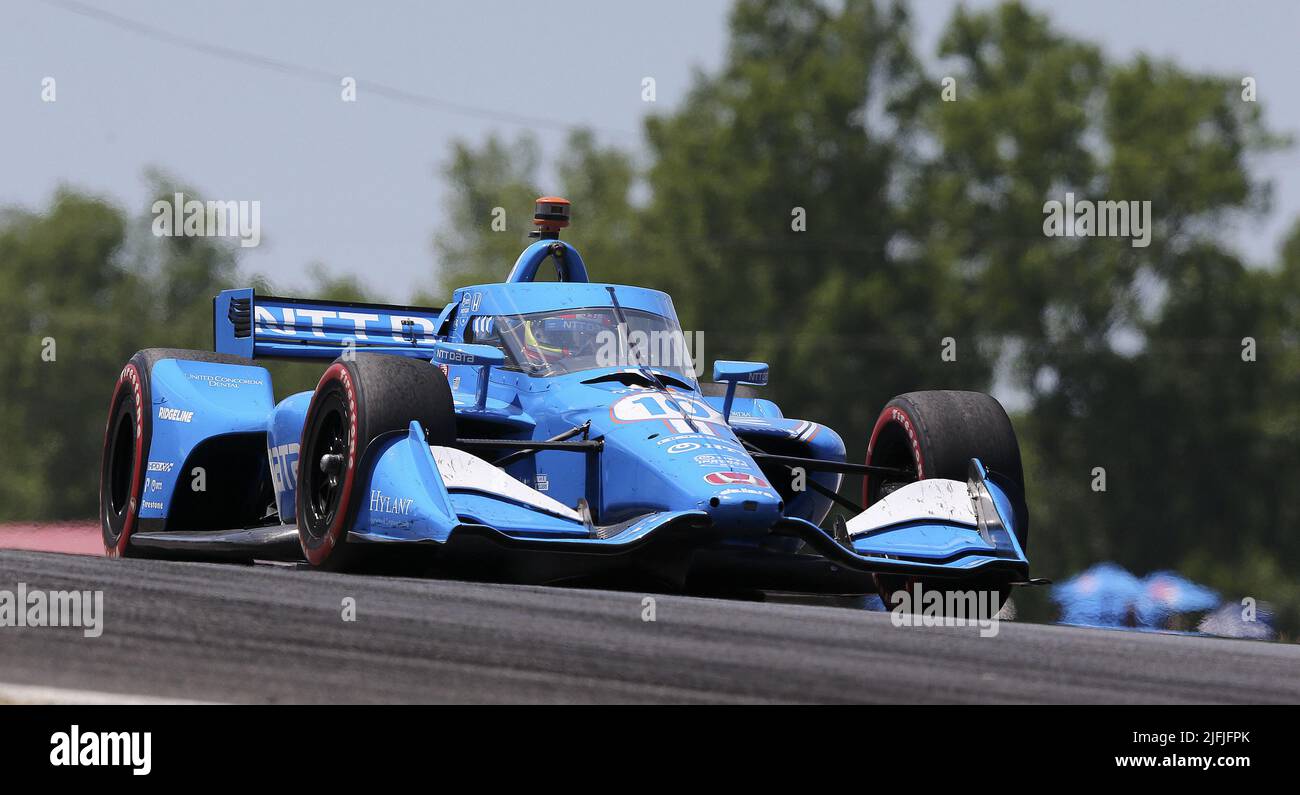 Akron, Usa. 03.. Juli 2022. Alex Palou (10) fährt während der Honda 200 auf dem Mid Ohio Sports Course in Lexington, Ohio, am Sonntag, den 3. Juli 2022. Foto von Aaron Josefczyk/UPI Credit: UPI/Alamy Live News Stockfoto