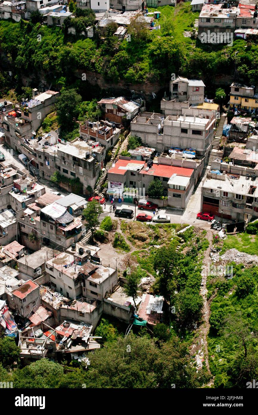 Luftaufnahme der mexikanischen Stadt der Kleinstadt Stockfoto