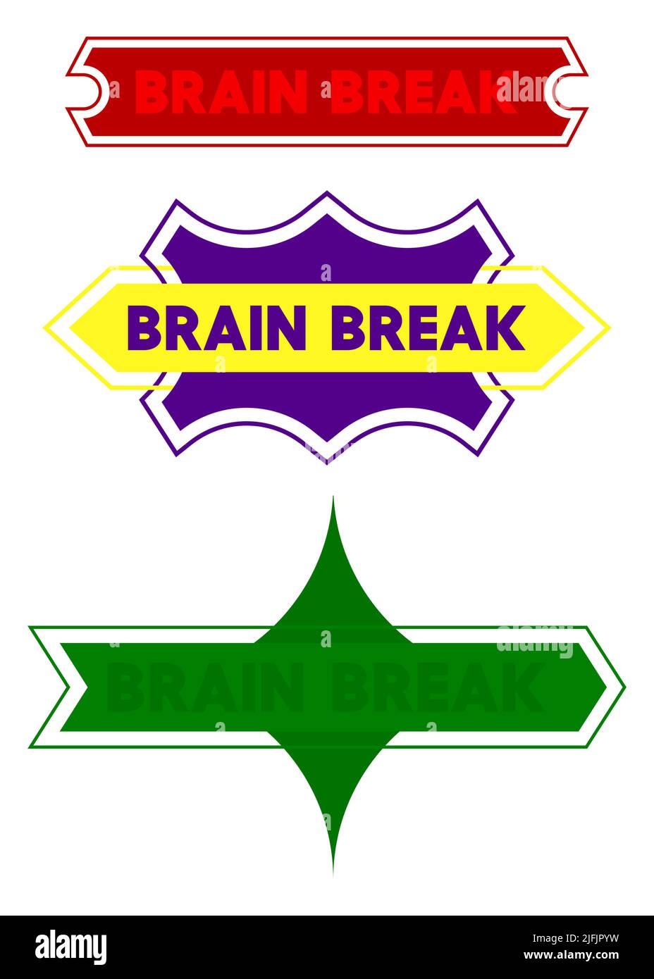 Band mit Brain Break-Text. Banner-Vorlage. Aufkleber beschriften. Signieren. Stock Vektor