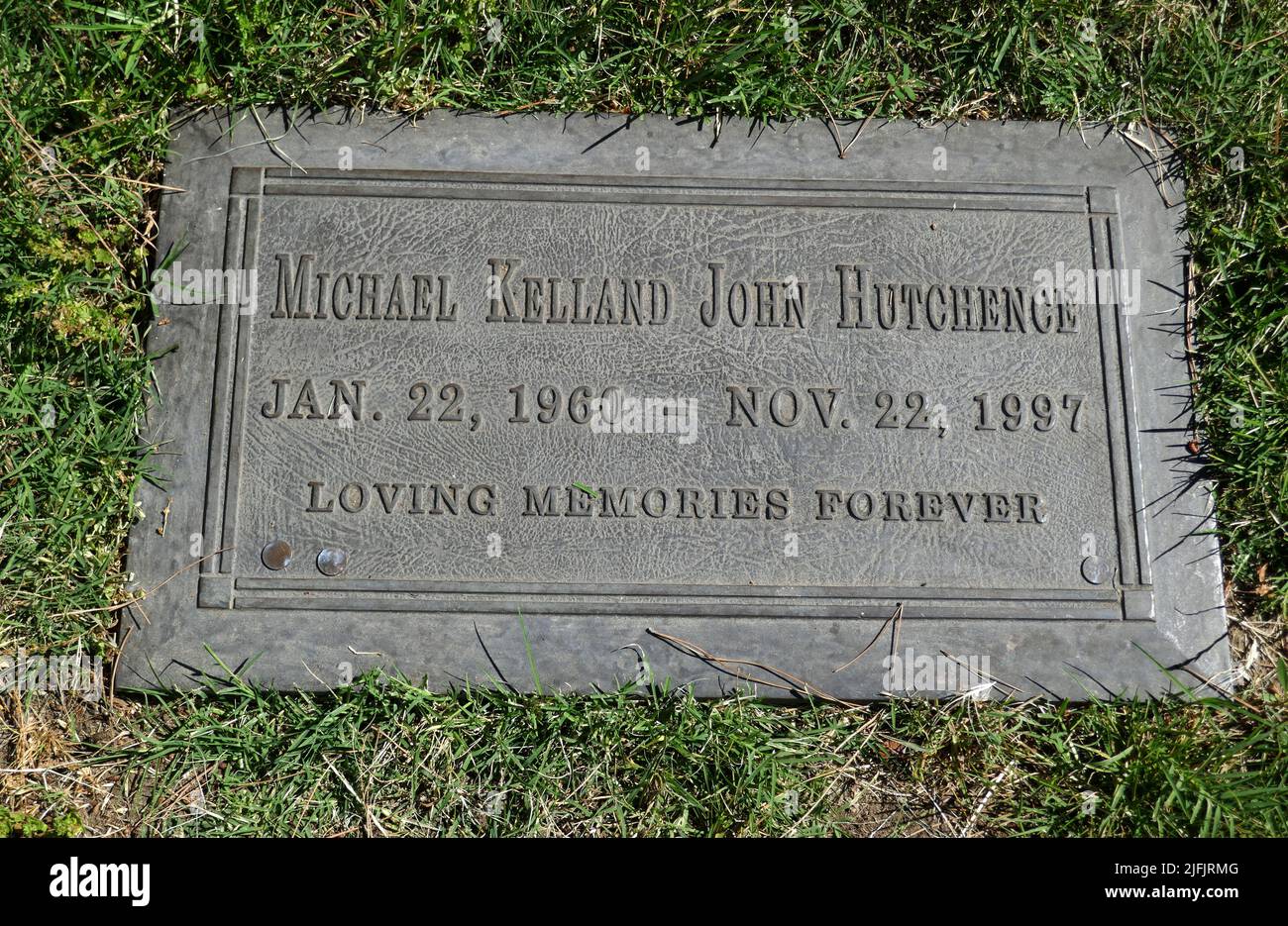 Los Angeles, California, USA 19.. Juni 2022 Sänger/Musiker Michael Hutchence Grave in Eternal Love Section im Forest Lawn Memorial Park Hollywood Hills am 19. Juni 2022 in Los Angeles, Kalifornien, USA. Foto von Barry King/Alamy Stockfoto Stockfoto