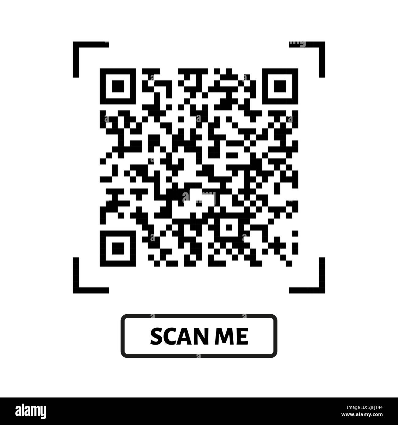 Scannen Sie mich QR-Code-Design. QR-Code für Zahlung, Textübertragung mit Scan Me-Taste. Vektorgrafik isoliert auf weißem Hintergrund Stock Vektor