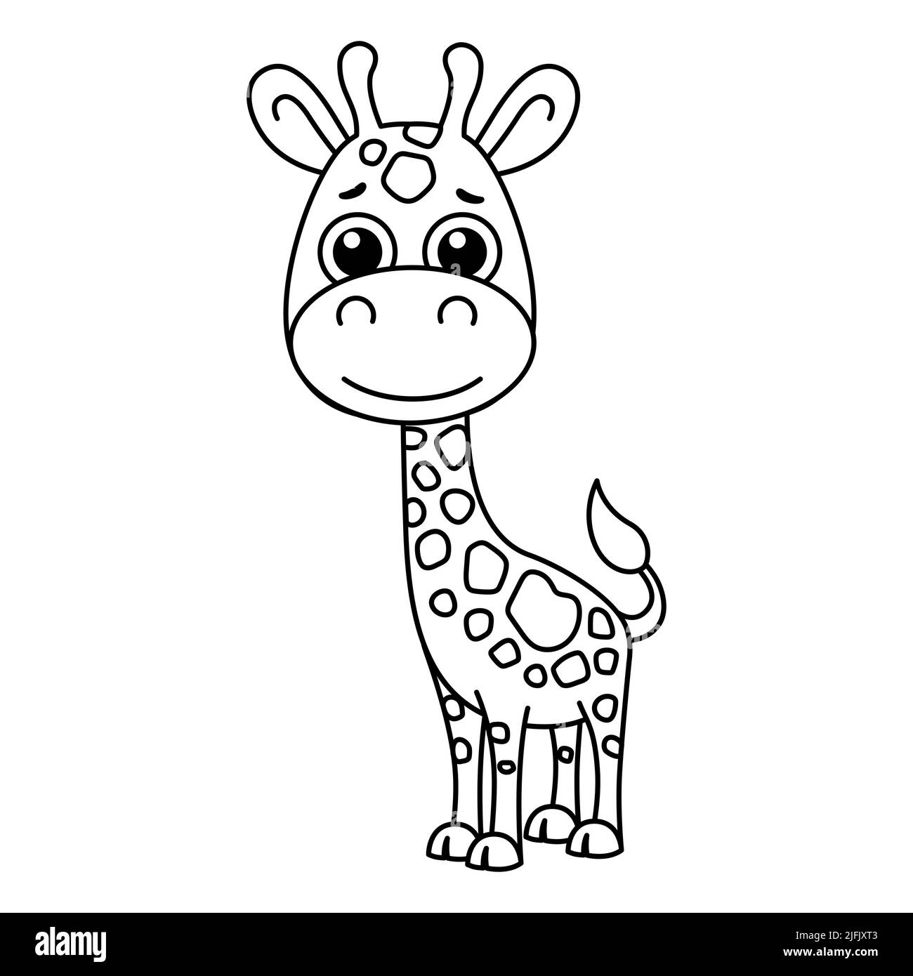 Zoo Tier für Kinder zum ausmalen. Lustige Giraffe im Cartoon-Stil Stock Vektor