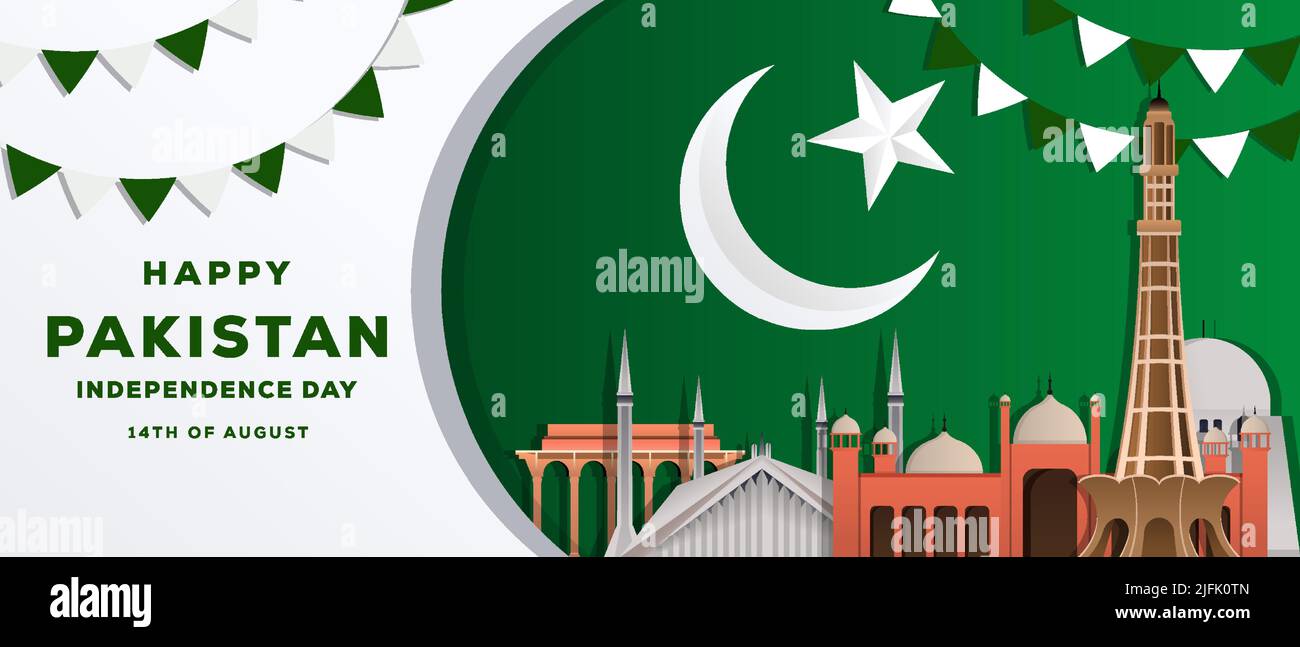 pakistans Unabhängigkeitstag 14. August Hintergrunddarstellung Stock Vektor
