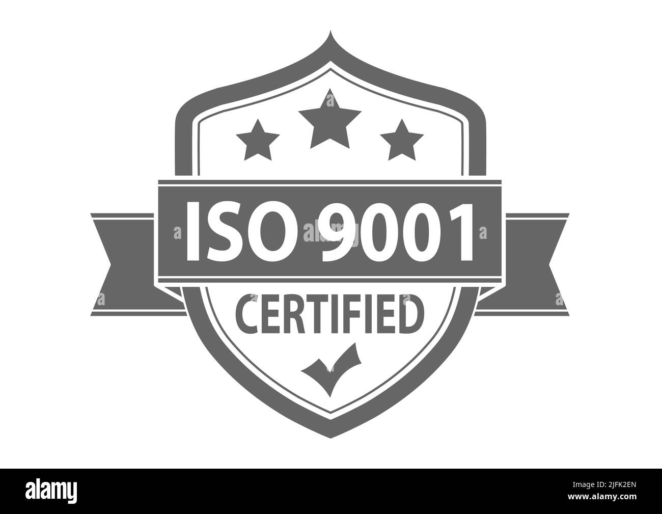 ISO 9001. Das Logo der Standardisierung für Websites, Anwendungen und thematische Gestaltung. Flacher Style Stock Vektor