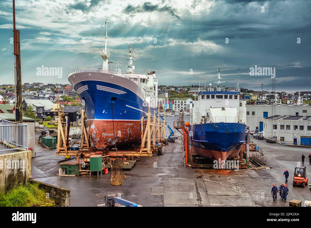 Torshavn Werft im Hafen, Färöer Inseln Stockfoto