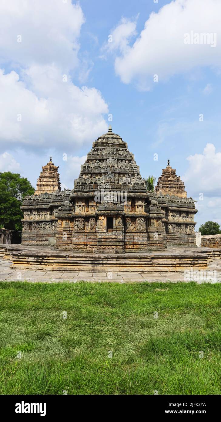 Rückansicht des Chennakeshava-Tempels, Aralguppe, Tumkur, Karnataka, Indien. Stockfoto